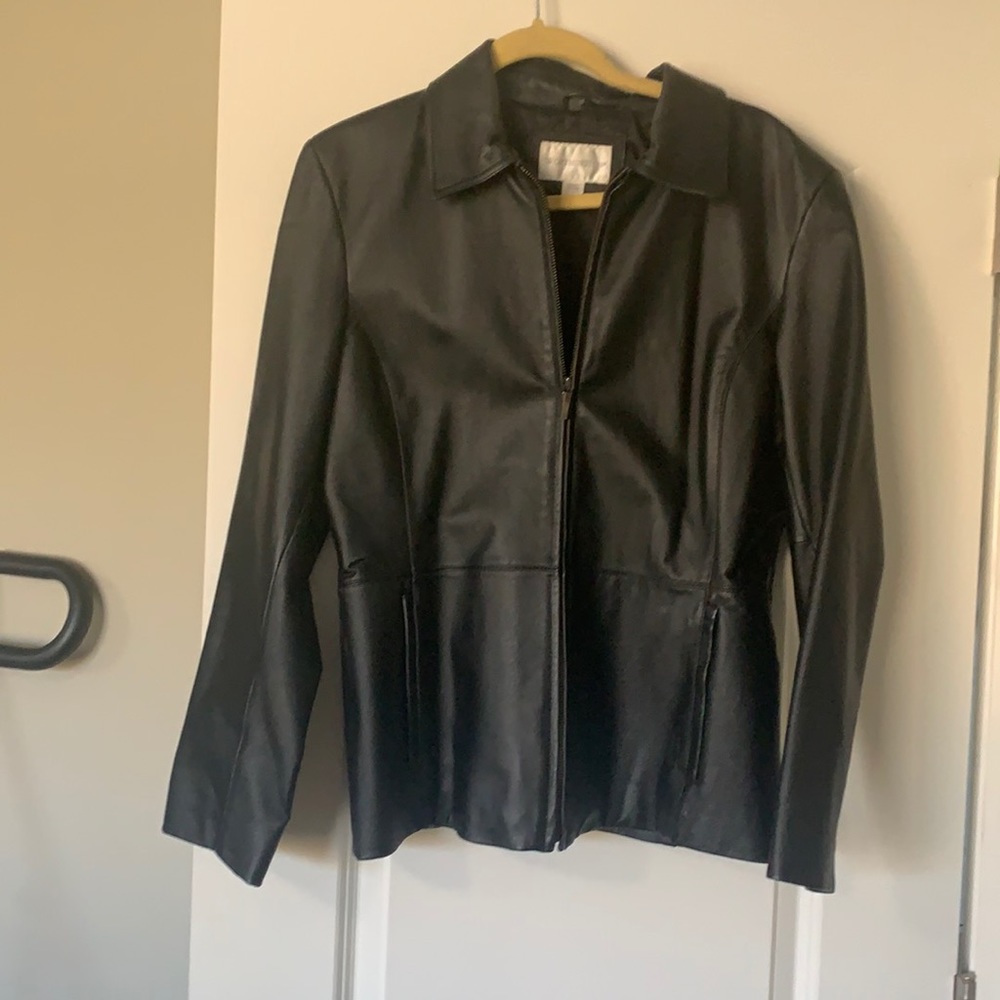 Worthington Black Faux-Leather Zip Jacket
